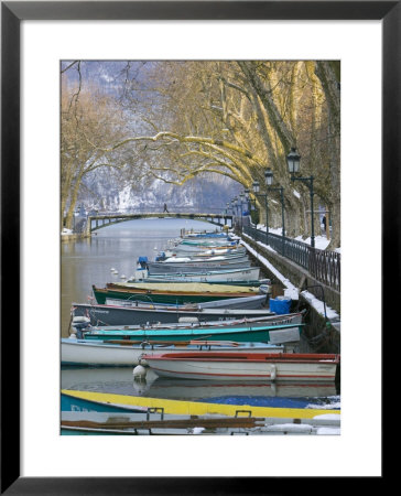 Boats Along Canal Du Vasse, Annecy, Haute-Savoie, France by Walter Bibikow Pricing Limited Edition Print image
