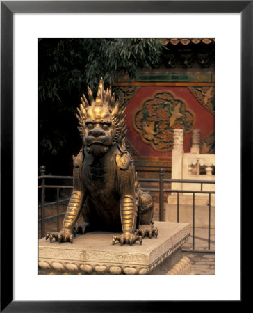 Gilded Bronze Lion At The Palace Museum, Beijing, China by Charles Crust Pricing Limited Edition Print image