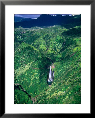 Aerial View Of Jurassic Park Waterfall Where Scenes From The Movie Were Filmed, Kauai, Hawaii by Ann Cecil Pricing Limited Edition Print image