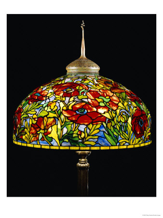 A Fine Poppy Leaded Glass And Bronze Floor Lamp by Tiffany Studios Pricing Limited Edition Print image
