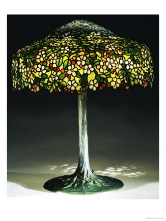 An Apple Blossom Leaded Glass And Bronze Table Lamp by Tiffany Studios Pricing Limited Edition Print image