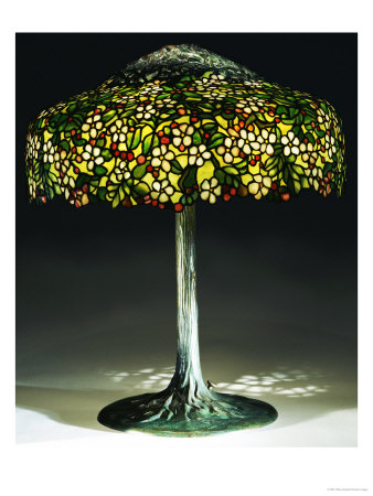 An Apple Blossom Leaded Glass And Bronze Table Lamp by Tiffany Studios Pricing Limited Edition Print image