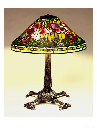 A Poppy Leaded Glass And Bronze Table Lamp, New York by Tiffany Studios Pricing Limited Edition Print image