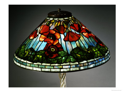 Detail From A Poppy Leaded Glass And Bronze Table Lamp by Tiffany Studios Pricing Limited Edition Print image