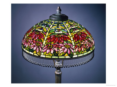 Detail From A Poinsettia Leaded Glass And Bronze Floor Lamp by Tiffany Studios Pricing Limited Edition Print image
