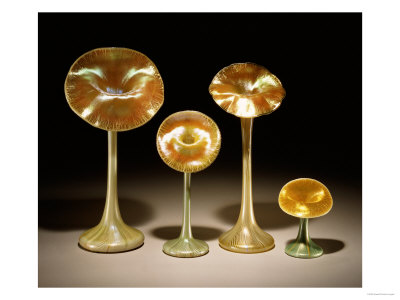 A Group Of Quezal Iridized Glass Lily Vases by Quezal Pricing Limited Edition Print image