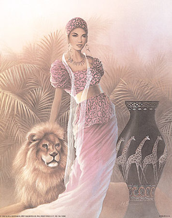 Woman With Lion by T. C. Chiu Pricing Limited Edition Print image