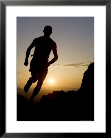 Man Trail Running On The Mount Olympus Trail At Dusk, Wasatch Mountains, Usa by Mike Tittel Pricing Limited Edition Print image