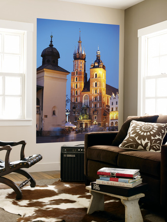 St Mary's Church In Main Market Square (Rynek Glowny) At Dusk, Krakow, Poland by Ian Trower Pricing Limited Edition Print image