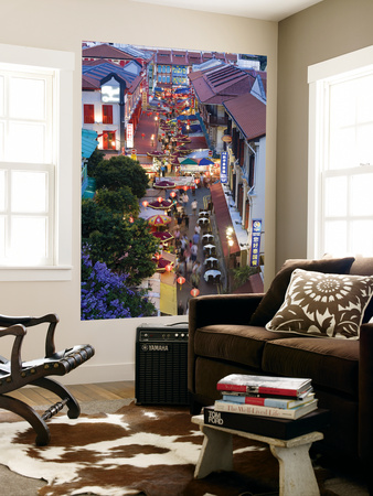 Market And Restuarants In Chinatown, Singapore, At Dusk by Peter Adams Pricing Limited Edition Print image