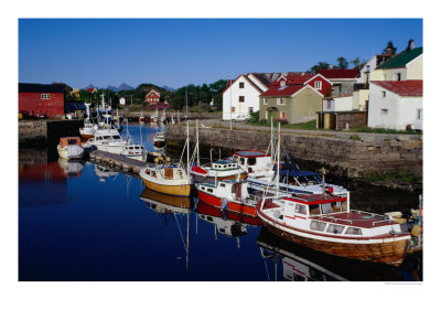 Boats Moored In Channel, Kabelvag, Norway by Craig Pershouse Pricing Limited Edition Print image