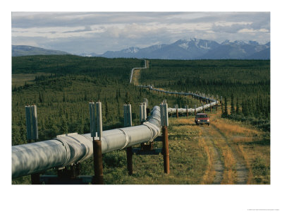 A Dirt Road Winds Beside The Alaskan Pipeline by Karen Kasmauski Pricing Limited Edition Print image