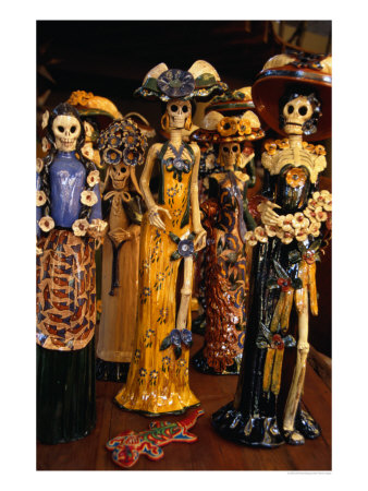Ceramic Skeleton Figures Made In Capula, Guadalajara, Jalisco, Mexico by Jeff Greenberg Pricing Limited Edition Print image