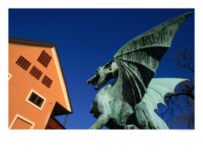 Dragon Statue On Zmajski Most (Dragon Bridge), Ljubljana, Slovenia by Martin Moos Pricing Limited Edition Print image