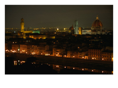 The Dome Of Florence's Duomo And Its Landmark Torre D'arnolfo At Night, Florence, Tuscany, Italy by Doug Mckinlay Pricing Limited Edition Print image