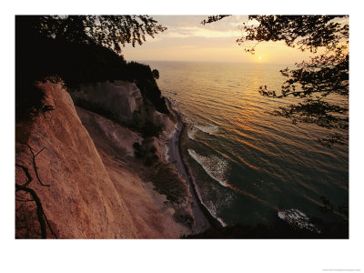 View Looking Down Cliffs At Sunset, Rugen Island by Norbert Rosing Pricing Limited Edition Print image