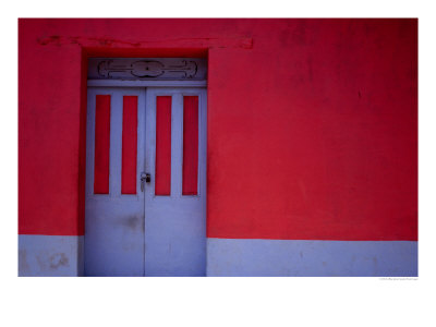 Brightly Painted House Facade In Suchitoto,Suchitoto,Cuscatlan, El Salvador by Jeffrey Becom Pricing Limited Edition Print image