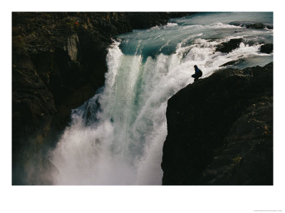 A Person Sits At The Brink Of The Salto Grande Waterfall by Skip Brown Pricing Limited Edition Print image