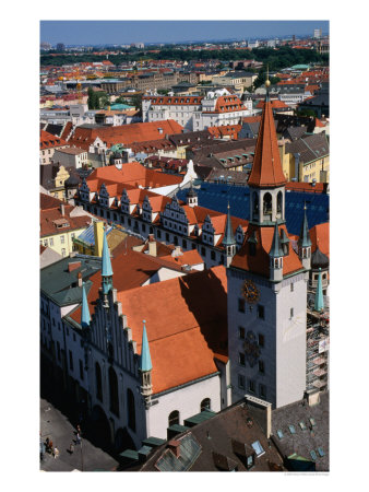 Rooftops And Old Town Hall, Munich, Germany by Wayne Walton Pricing Limited Edition Print image