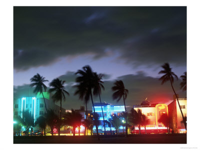 View Of South Beach At Night, Miami, Fl by Terry Why Pricing Limited Edition Print image