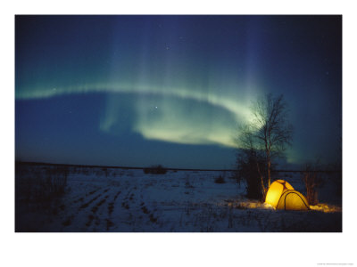 The Northern Lights Shine Over A Campsite by Paul Nicklen Pricing Limited Edition Print image