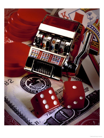 Dice, Slot Machine, Chips And Card On $100 Bill by Eric Kamp Pricing Limited Edition Print image