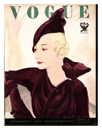 Vogue Cover - September 1933 by Jean Pages Pricing Limited Edition Print image
