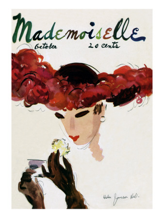 Mademoiselle Cover - October 1935 by Helen Jameson Hall Pricing Limited Edition Print image