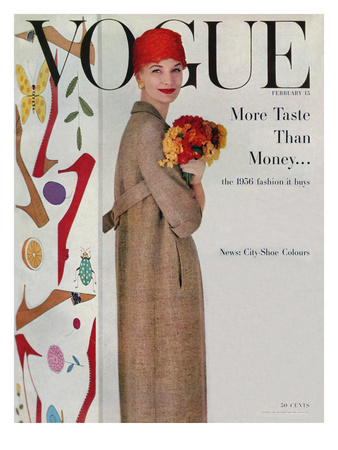 Vogue Cover - February 1956 by Karen Radkai Pricing Limited Edition Print image