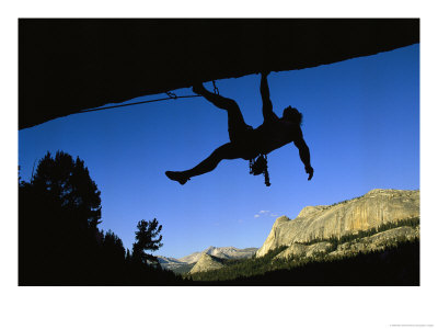 Silhouetted Rock Climber Above Tuolumne Meadows by Bill Hatcher Pricing Limited Edition Print image