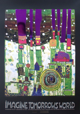 Imagine Tomorrows World (Green) by Friedensreich Hundertwasser Pricing Limited Edition Print image