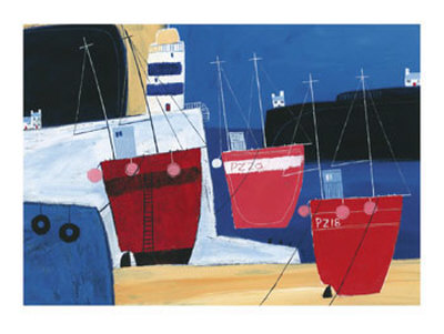 Three Red Boats by Dave Jaundrell Pricing Limited Edition Print image