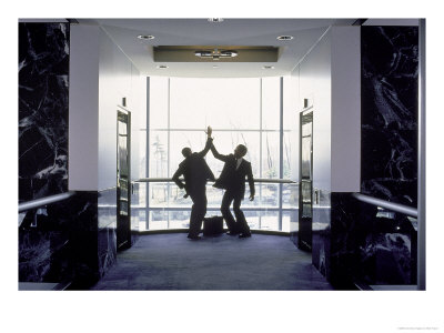 Businessmen Giving High Five by Mark Thayer Pricing Limited Edition Print image