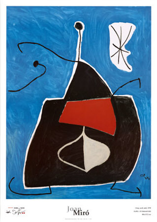 Woman, Bird And Stars, 1977 by Joan Miró Pricing Limited Edition Print image