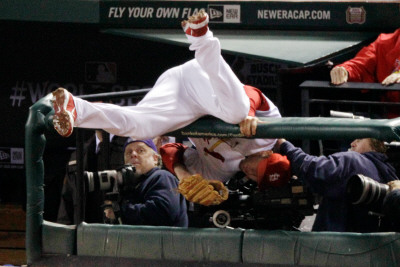 2011 World Series Game 6 - Texas Rangers V St Louis Cardinals, St Louis, Mo - Oct. 27: David Freese by Rob Carr Pricing Limited Edition Print image