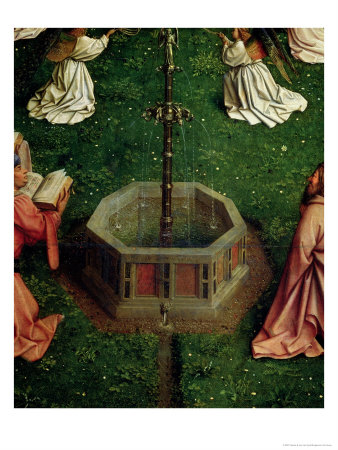 The Ghent Altarpiece: The Fountain Of Life, Detail From The Adoration Of The Mystic Lamb Main Panel by Hubert & Jan Van Eyck Pricing Limited Edition Print image