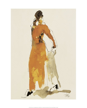 Figur In Orangefarbigem Kleid by Karin Volker Pricing Limited Edition Print image