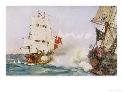 The Piratical Career Of Bartholomew Roberts Is Brought To An End by Charles Dixon Pricing Limited Edition Print image