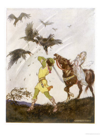 Ravens Attack Fedelma And The King Of Ireland's Son by Willy Pogany Pricing Limited Edition Print image