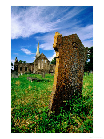 St. Mary's Abbey With Gravestone In Foreground, New Ross, Ireland by Richard Cummins Pricing Limited Edition Print image