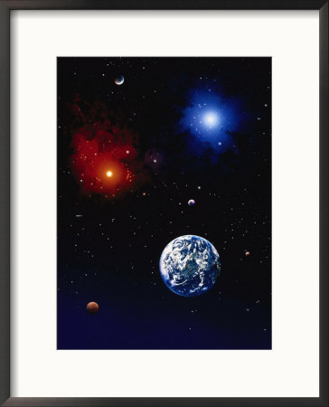 Space Illustration Of Earth And Planets by Ron Russell Pricing Limited Edition Print image