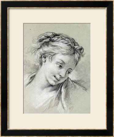 Head Of A Girl Looking Down To The Right by Francois Boucher Pricing Limited Edition Print image