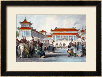 The Emperor Teaon-Kwang Reviewing His Guards, Palace Of Peking, From China In A Series Of Views by Thomas Allom Pricing Limited Edition Print image