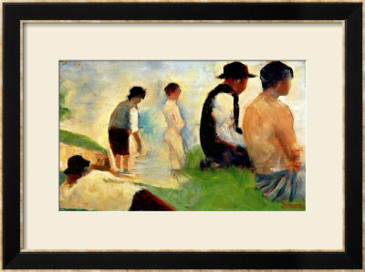 Five Male Figures, Possible Preparatory Sketch For The Bathers At Asnieres, 1883 by Georges Seurat Pricing Limited Edition Print image