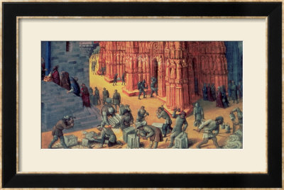 The Building Of The Temple Of Jerusalem, Detail Showing Masons At Work by Jean Fouquet Pricing Limited Edition Print image