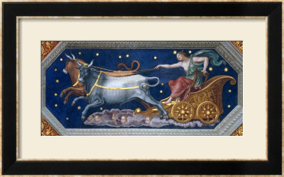 The Nymph Callisto On Jupiter's Chariot, Ceiling Decoration From The Sala Di Galatea, 1511-12 by Baldassare Peruzzi Pricing Limited Edition Print image