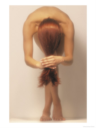Nude Woman In Graceful Pose With Long Red Hair by Derek Cole Pricing Limited Edition Print image