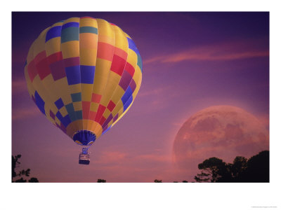 Hot Air Balloon And Moonrise by Ken Glaser Pricing Limited Edition Print image