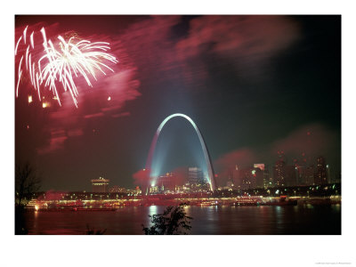 Fireworks Over St. Louis Arch, Mo by Richard Stockton Pricing Limited Edition Print image