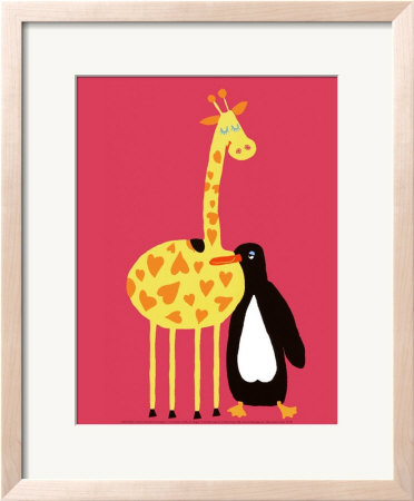Love Between A Giraffe And A Penguin by Andree Prigent Pricing Limited Edition Print image